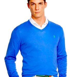 Polo by Ralph Lauren  Mens classic V Neck  Cotton Sweater. Size Large.